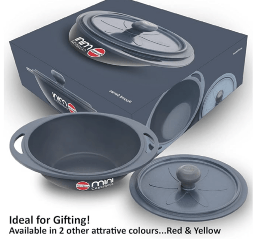 Hawkins 0.75 Litre Mini Casserole with Lid, Round Series Die-Cast pan for Cooking, Reheating, Serving and Storing, Grey (MCRG75) - Image 3